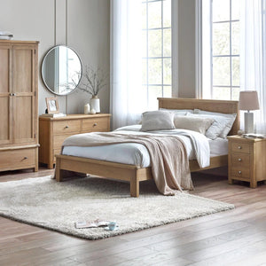 Memphis Limed Oak 2 Door 1 Drawer Wooden Wardrobe with Hanging Rail & Storage Drawer