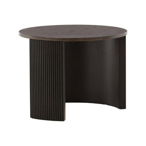 Bristol Sofa Table – Mocca Veneer, Round Coffee Table with Ribbed Wood Frame, 45 cm Height, Mmilo Venture Home Collection