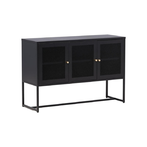Malla Industrial Cabinet with Mesh Doors | Black Modern Storage Furniture