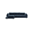 Bluebell Classic Chaise Sofa UK with wooden legs and feather cushions in traditional living room