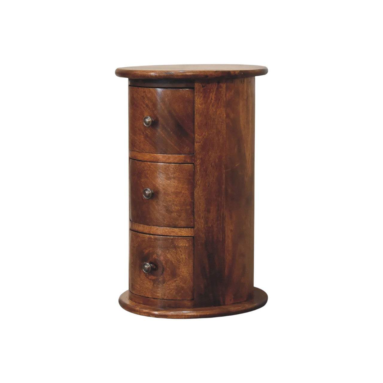 Mini Chestnut Drum Chest Solid Mango Wood Storage Table