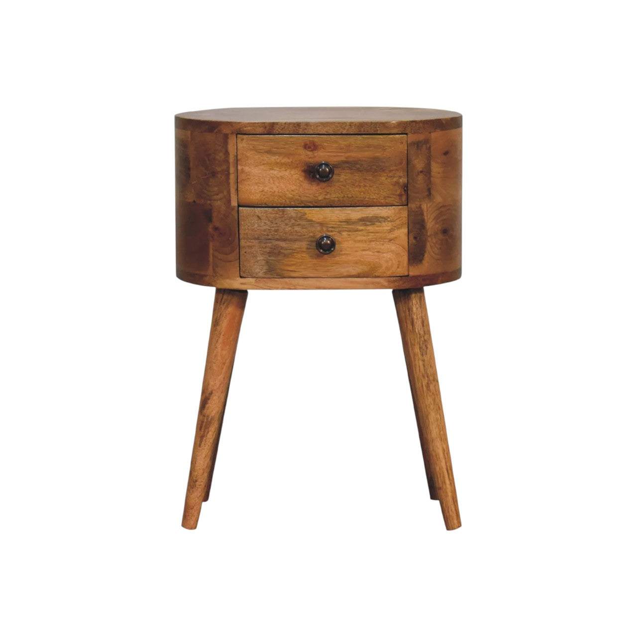Mini Oak ish Rounded Bedside Table