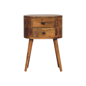 Mini Oak-ish Rounded Bedside Table