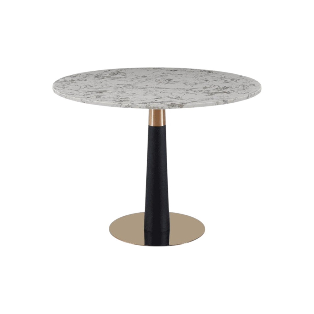 Mmilo Luxury Round Dining Table | White Marble Top with Gold & Black Base, 100cm