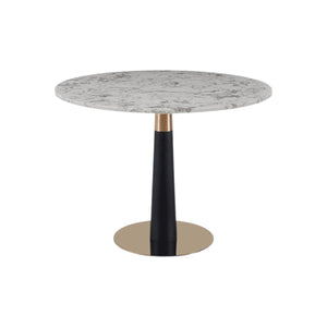 Mmilo Luxury Round Dining Table | White Marble Top with Gold & Black Base, 100cm