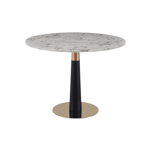 Mmilo Luxury Round Dining Table | White Marble Top with Gold & Black Base, 100cm