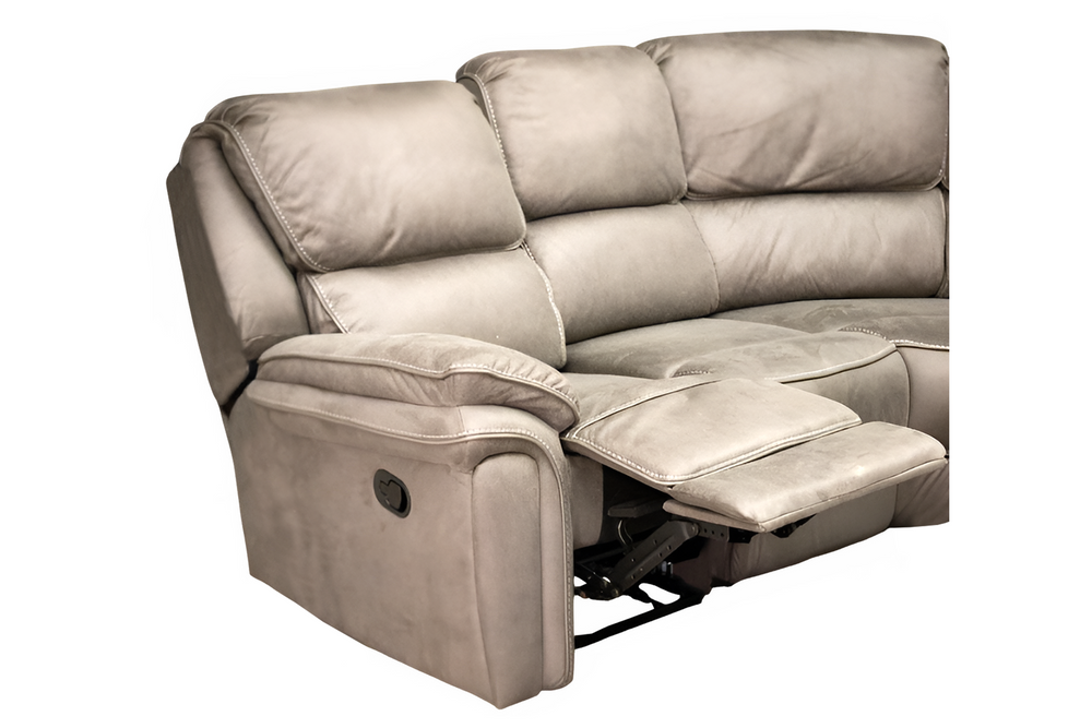 Mmilo Saranda Recliner Corner Sofa, Grey – Luxurious Microfiber L-Shaped Sofa with Electric Recliner Function, High Comfort & Spacious Design for Modern Living Rooms