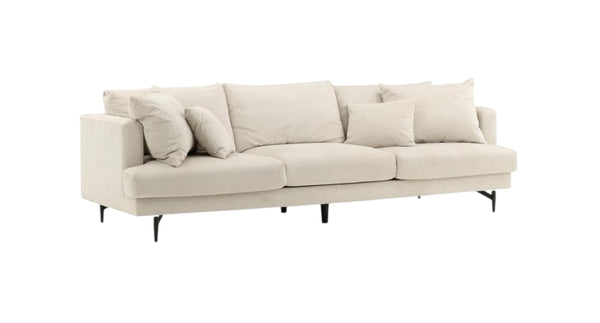 Mmilo Sofia 3-Seater Sofa, Black/Beige Corduroy | Modern Retro Design with Metal Legs