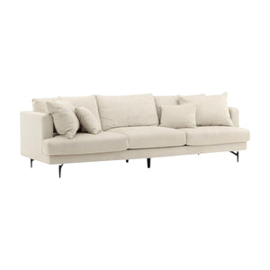 Mmilo Sofia 3-Seater Sofa, Black/Beige Corduroy | Modern Retro Design with Metal Legs