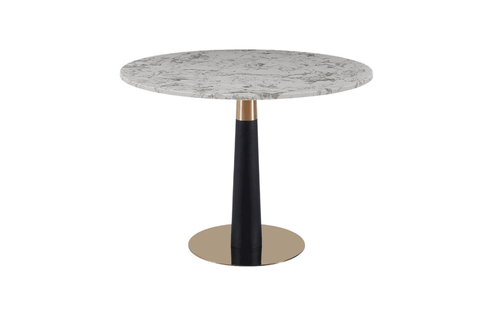 Mmilo Luxury Round Dining Table | White Marble Top with Gold & Black Base, 100cm