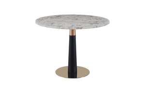 Mmilo Luxury Round Dining Table | White Marble Top with Gold & Black Base, 100cm