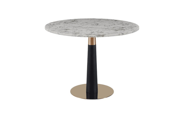 Mmilo Luxury Round Dining Table | White Marble Top with Gold & Black Base, 100cm