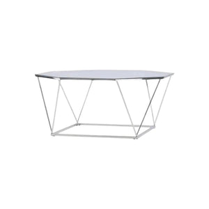 Mmilo Österlen Coffee Table 100 cm – Round Glass Table with Silver Steel Frame, Modern Luxury Design