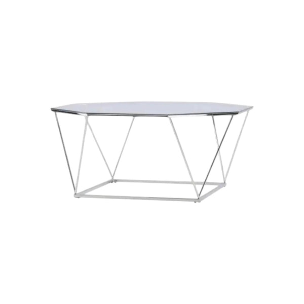 Mmilo Österlen Coffee Table 100 cm – Round Glass Table with Silver Steel Frame, Modern Luxury Design