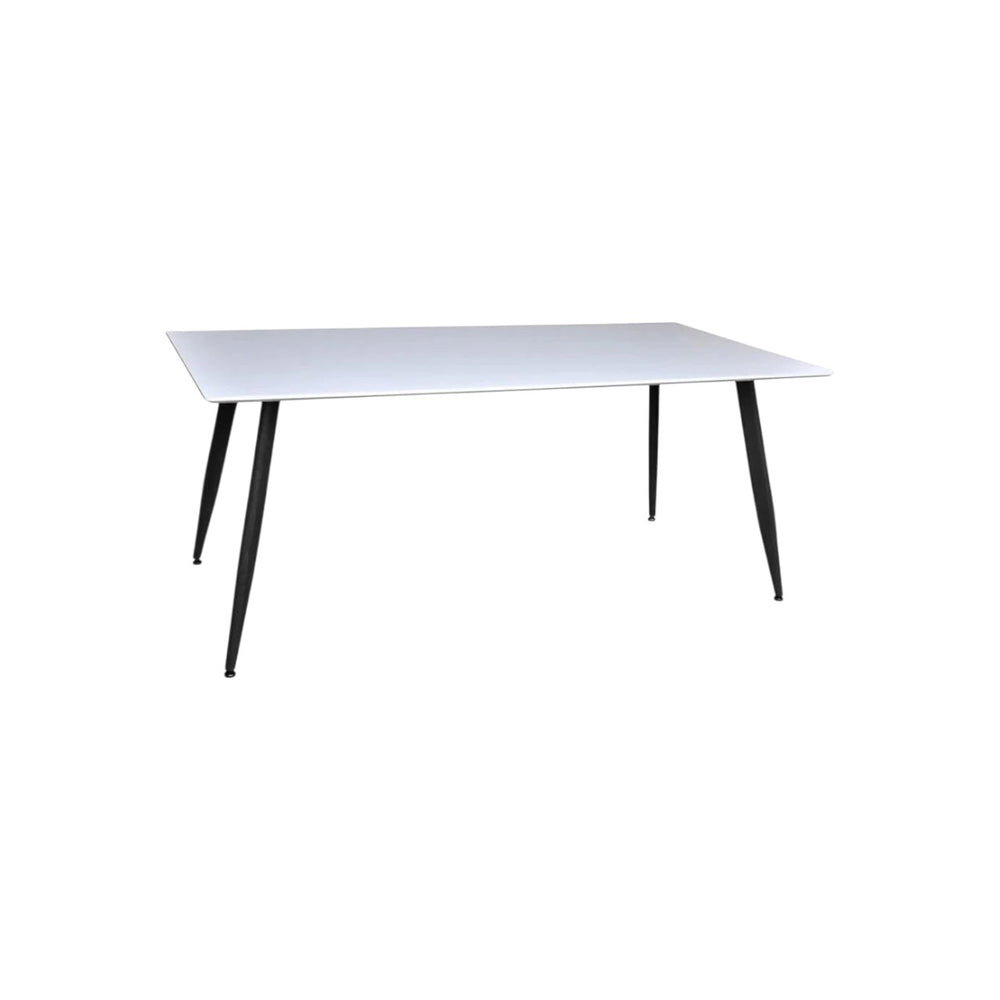 Mmilo Polar White Rectangular Dining Table 180x90 cm | Scandinavian Design, White MDF Top with Black Metal Legs