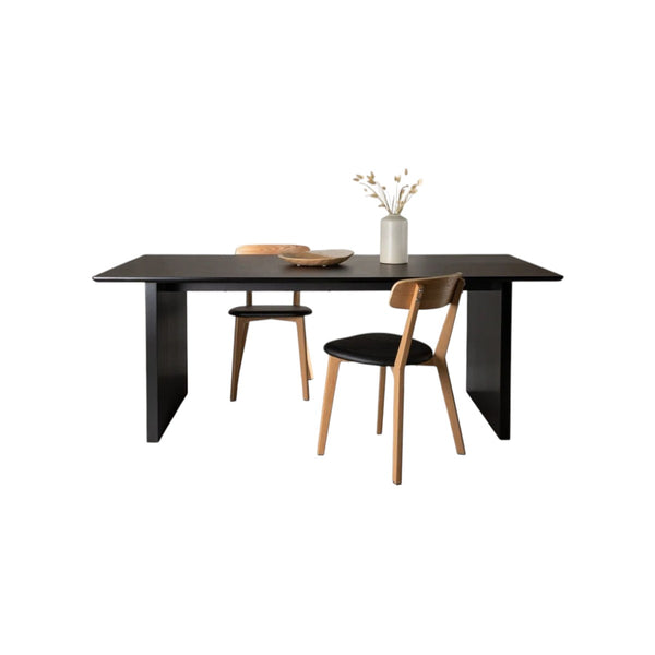 Mmilo Vail Rectangular Dining Table – 200x100 cm, Black MDF, Nordic Design, Modern Dining Table for 6–8 People