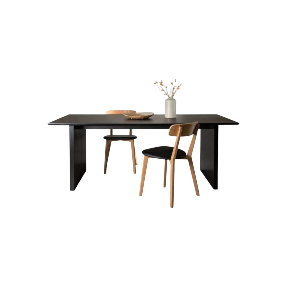 Mmilo Vail Rectangular Dining Table – 200x100 cm, Black MDF, Nordic Design, Modern Dining Table for 6–8 People