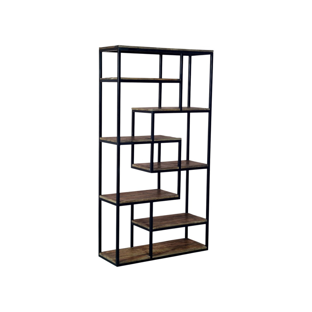 Multi Shelf Industrial Shelf Unit Handcrafted Metal & Wood Display Rack with 6 Shelves for Stylish Home or Office Storage - My Store