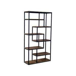 Multi Shelf Industrial Shelf Unit Handcrafted Metal & Wood Display Rack with 6 Shelves for Stylish Home or Office Storage - My Store