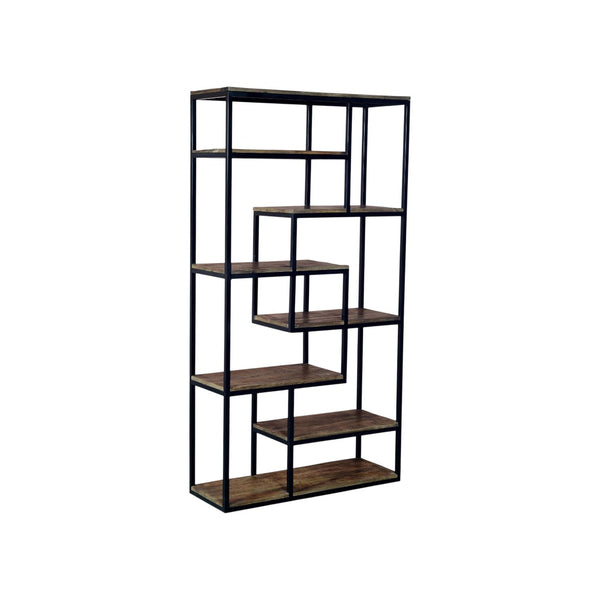 Multi Shelf Industrial Shelf Unit Handcrafted Metal & Wood Display Rack with 6 Shelves for Stylish Home or Office Storage - My Store