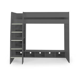 Nebula High Sleeper Gaming Bed with Integrated Desk, TV Space & Storage Shelving – Anthracite – UK Single (90 x 190cm)