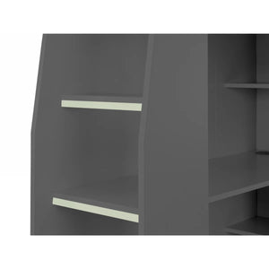 Nebula High Sleeper Gaming Bed with Integrated Desk, TV Space & Storage Shelving – Anthracite – UK Single (90 x 190cm)