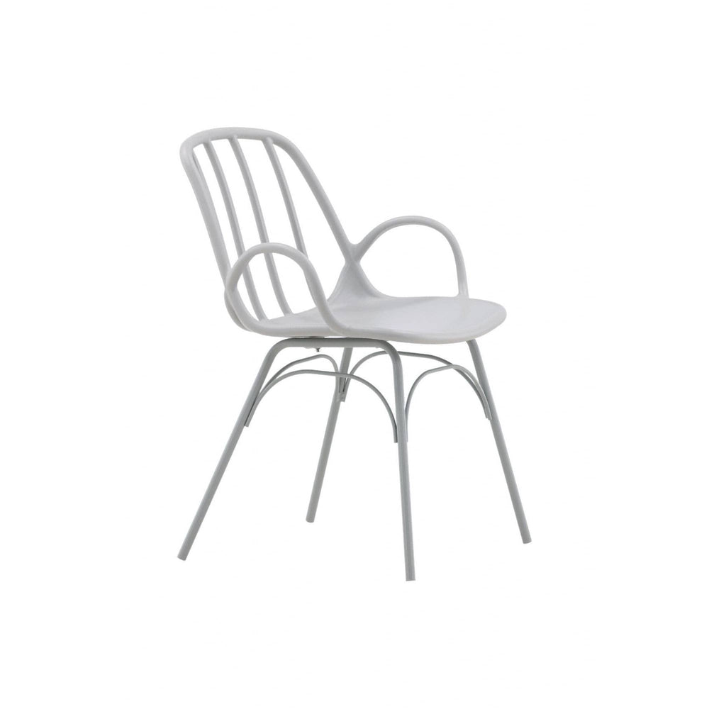 Dyrön Dining Chair Set of 2, Light Grey | Modern Plastic Chairs with Steel Legs