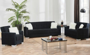 Ontario 3+2+1 Seater Sofa Bed Set Modern Black Fabric, Convertible Sofa & Bed, Living Room Furniture