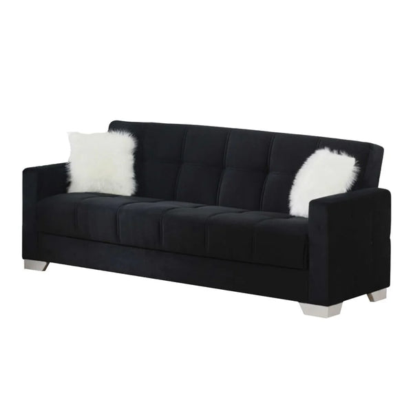Ontario 3+2+1 Seater Sofa Bed Set Modern Black Fabric, Convertible Sofa & Bed, Living Room Furniture