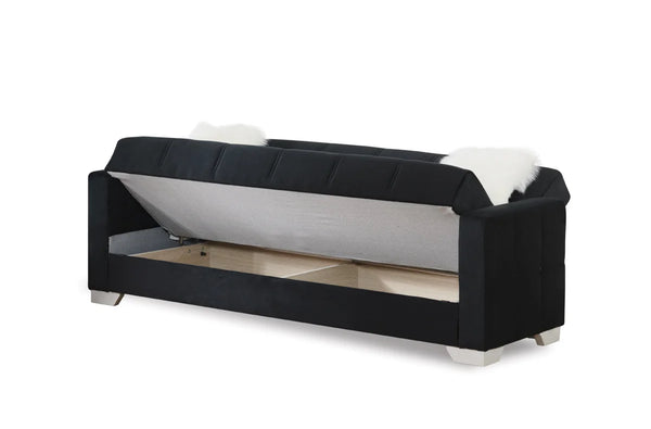 Ontario 3+2+1 Seater Sofa Bed Set Modern Black Fabric, Convertible Sofa & Bed, Living Room Furniture