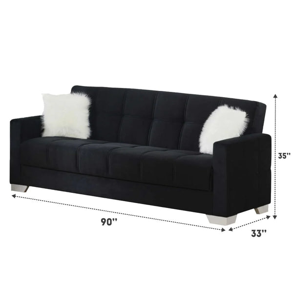 Ontario 3+2+1 Seater Sofa Bed Set Modern Black Fabric, Convertible Sofa & Bed, Living Room Furniture