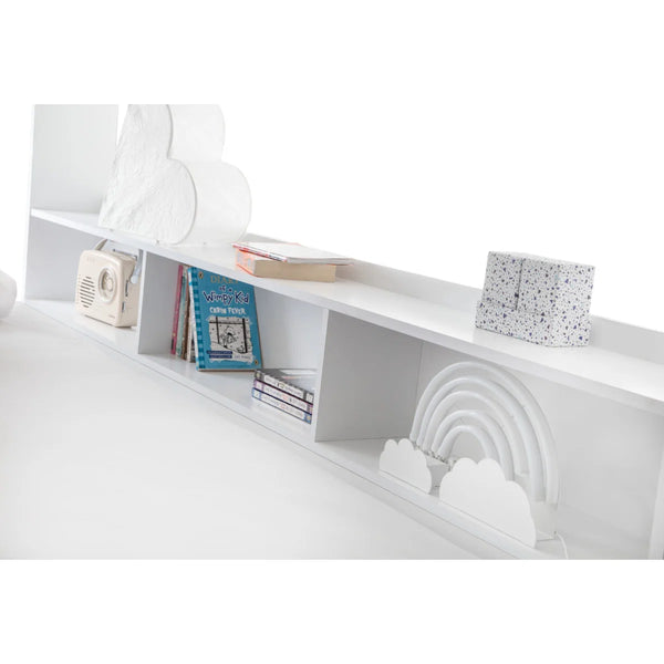 Julian Bowen Orion Triple Sleeper Bunk Bed with Small Double Bed, Storage Shelving & Pull-Out Drawer – White or Anthracite