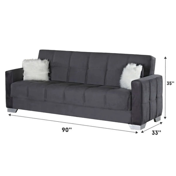 Ottawa 3+2+1 Seater Sofa Bed Set – Modern Black Fabric, Convertible Sofa & Bed, Living Room Furniture