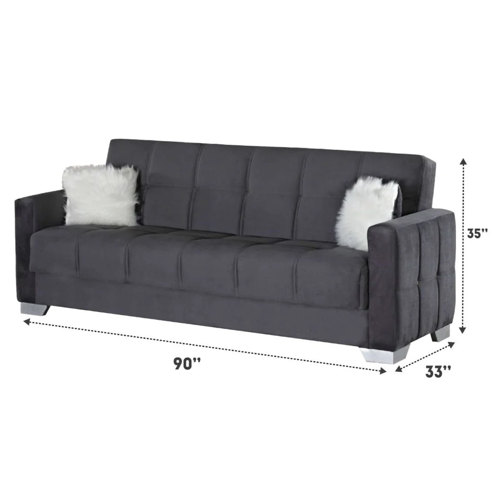 Ontario 3+2+1 Seater Sofa Bed Set Modern Black Fabric, Convertible Sofa & Bed, Living Room Furniture