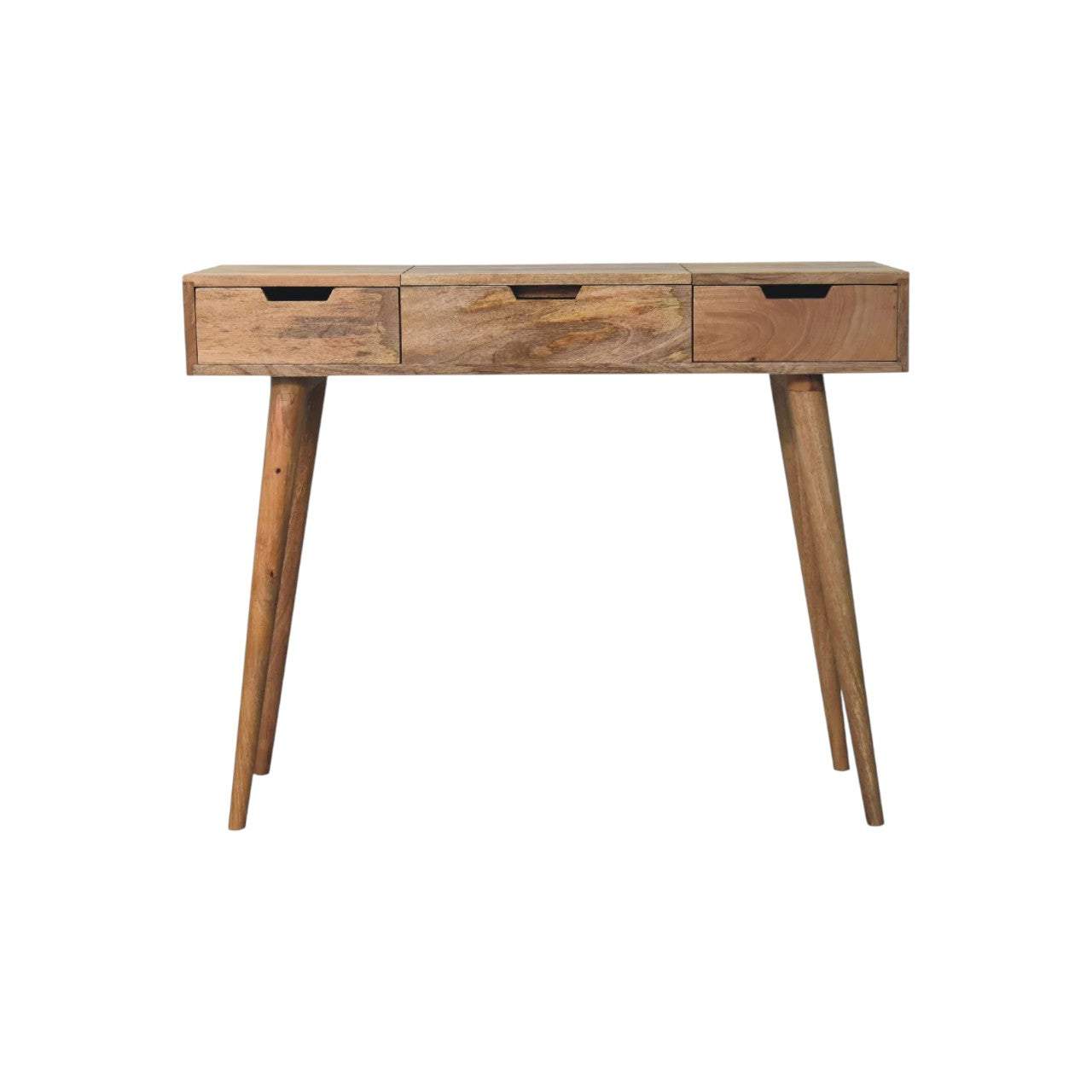 Oak ish Dressing Table Foldable Mirror & Storage Drawers