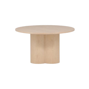 Olivia Sofa Table White Wash Veneer – Modern Round Coffee Table with Cylindrical Base | MDF & Veneer | 45 cm Height | by Mmilo