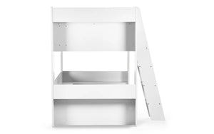 Julian Bowen Parsec White Wooden Bunk Bed with Storage Shelving & Glow-in-the-Dark Ladder Steps