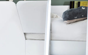 Julian Bowen Parsec White Wooden Bunk Bed with Storage Shelving & Glow-in-the-Dark Ladder Steps