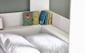 Julian Bowen Parsec White Wooden Bunk Bed with Storage Shelving & Glow-in-the-Dark Ladder Steps