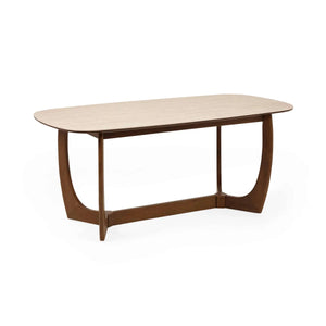 Portland 180cm Rectangular Dining Table with Natural Stone Effect Top & Walnut Finish Base
