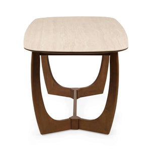 Portland 180cm Rectangular Dining Table with Natural Stone Effect Top & Walnut Finish Base