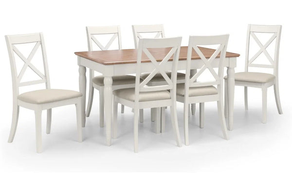 Julian Bowen Provence Grey Extending Dining Table with Limed Oak Effect Top – 150-190cm Butterfly Extension