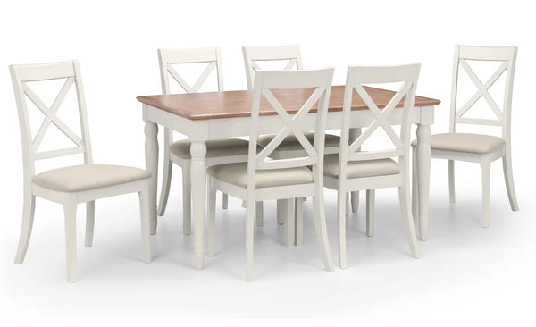 Julian Bowen Provence Grey Extending Dining Table with Limed Oak Effect Top – 150-190cm Butterfly Extension