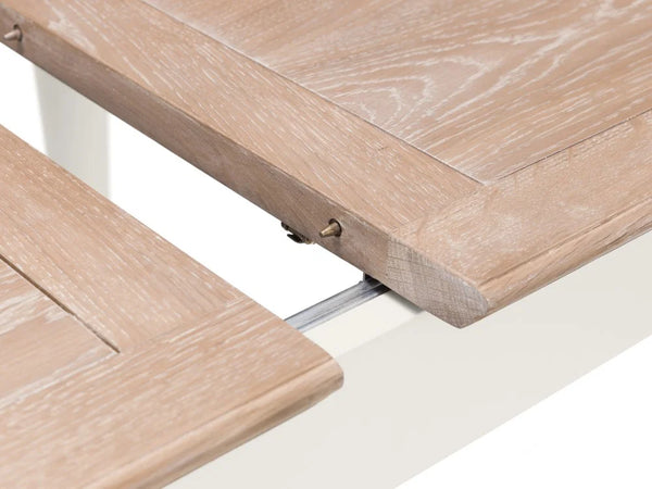Julian Bowen Provence Grey Extending Dining Table with Limed Oak Effect Top – 150-190cm Butterfly Extension