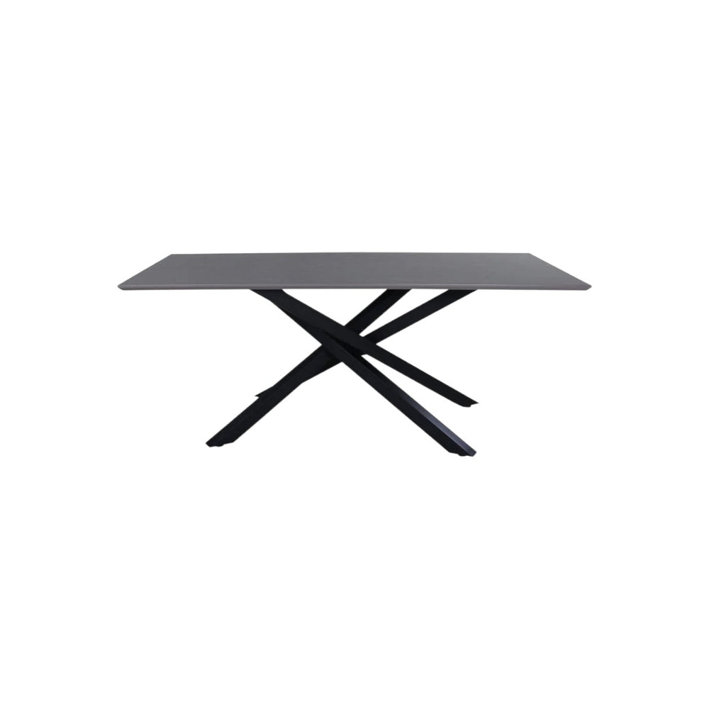 Piazza Rectangular Dining Table 180x90 cm | Black Metal Cross Legs, Modern MDF Top
