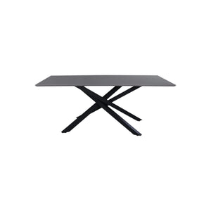 Piazza Rectangular Dining Table 180x90 cm | Black Metal Cross Legs, Modern MDF Top