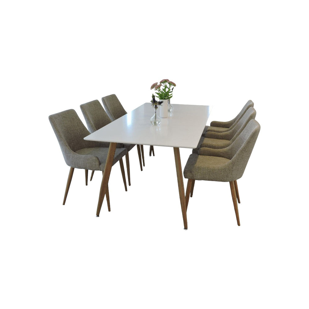 Polar Dining Set | 180x90 cm Table with 6 Grey Plaza Chairs, Modern & Timeless Design