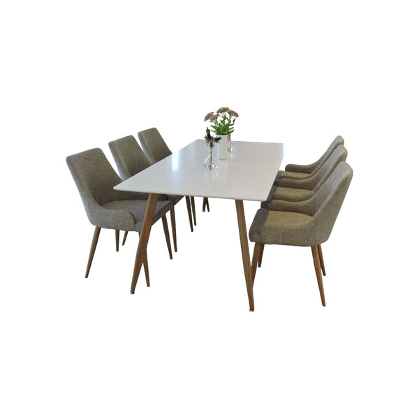Polar Dining Set | 180x90 cm Table with 6 Grey Plaza Chairs, Modern & Timeless Design