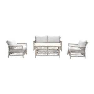 Provence Collection Outdoor 4 Seater Lounge Set Modern Weather-Resistant Garden Sofa Set with Neutral Finish