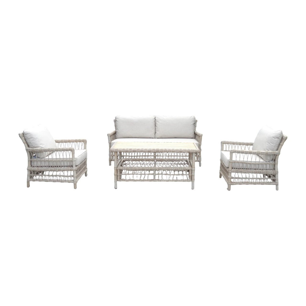 Provence Collection Outdoor 4 Seater Lounge Set Modern Weather-Resistant Garden Sofa Set with Neutral Finish - My Store
